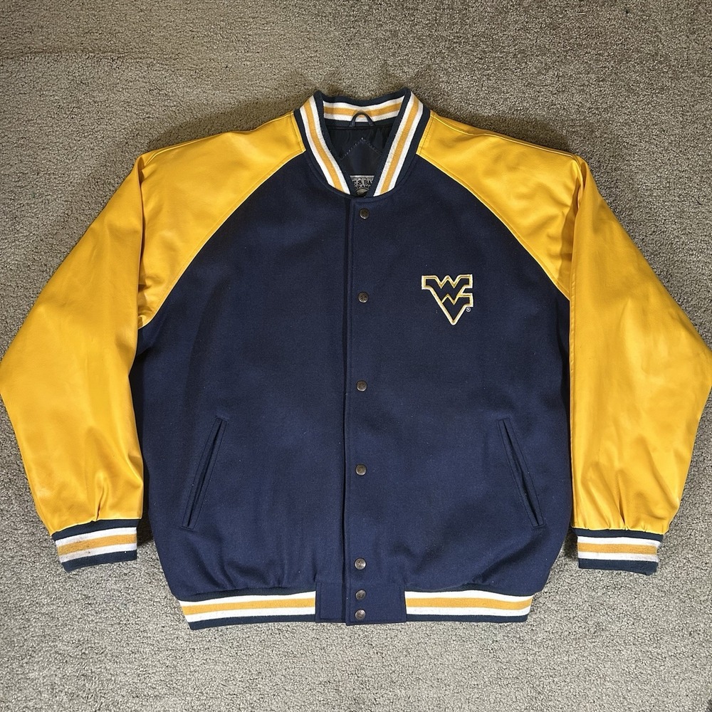 VTG West Virginia Mountaineers Varsity Jacket Mens XL Blue WVU Steve & Barrys